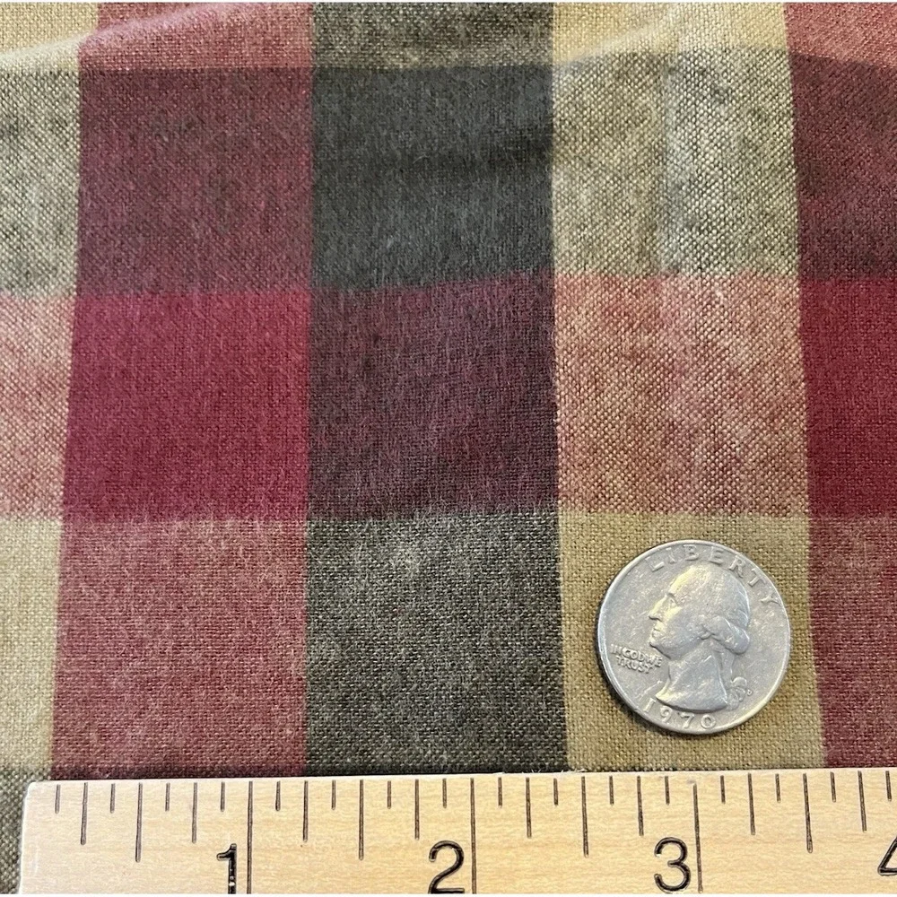 Fabric Quilt Craft Brushed‎ Cotton Multicolor Plaid Check Mauve Green Gold 44x53